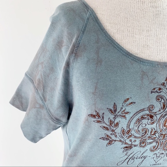 4/$24 Harley-Davidson Tie Dye Wide Neck Graphic Tee - Picture 3 of 11